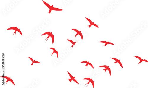 Bild auf Leinwand Creative wild bird flock silhouette vector with modern flying birds illustration