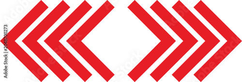 Foto Red large forward or right pointing solid long arrow icon sketched as vector symbol