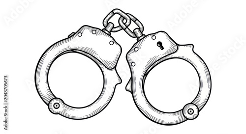 Canvastavla Handcuffs Illustration: Justice, Arrest, Security, Crime, Law Enforcement, Punis