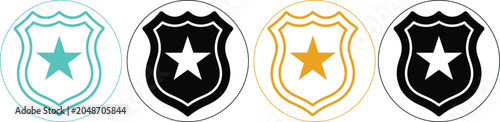 Photos Colorful sheriff badge icon with star shape vector illustration