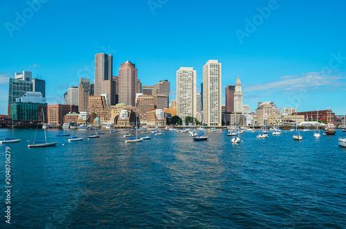 Urban buildings along the waterfront in Boston