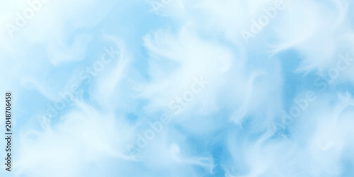 Tableau sur toile Soft white feathers drift and swirl against a serene blue background, creating a delicate, ethereal abstract pattern that evokes a sense of lightness and tranquility