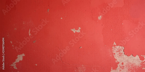 Foto A close-up view of a weathered red wall with peeling paint reveals texture and the passage of time, showcasing distressed details and imperfections in a stark, abstract composition