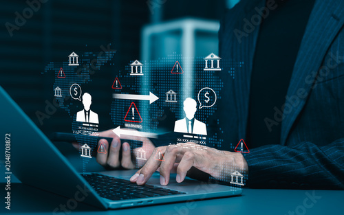 Fotografía Banking fraud risk and financial transaction monitoring concept