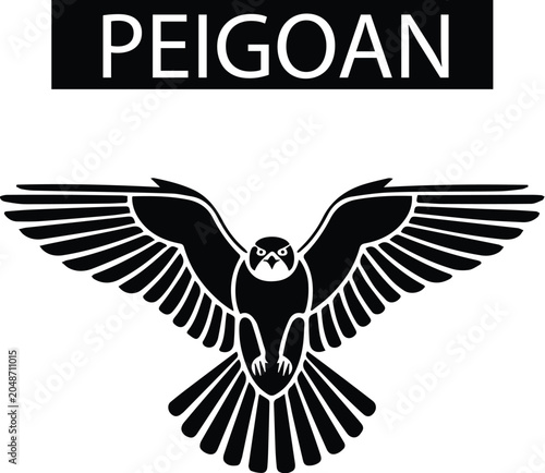 Vector illustration of a wild black eagle silhouette in flight with majestic wings spread, designed as a powerful nature symbol or animal tattoo art for wildlife enthusiasts