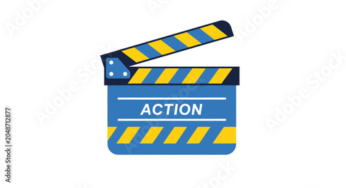 Foto Movie Clapperboard with Action Text - Film Production Symbol