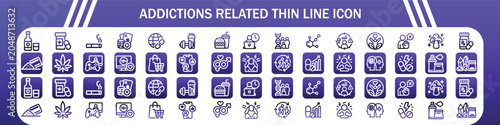 фотографія Flat design icons illustrating various forms of addiction and recovery concepts
