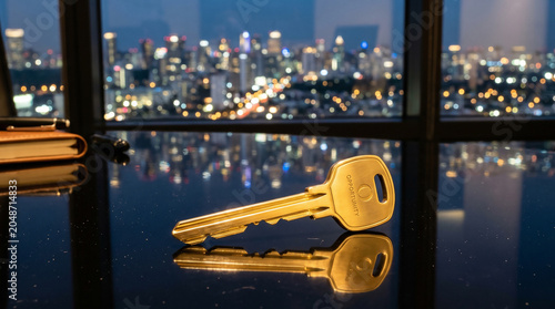 Keys to success with keys in a lock and on a bridge symbolizing security, unlocking, and home safety