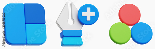 Fotografie Design Tools 3D Icon Set 3D Icon Isolated On The White Background