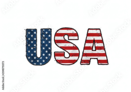 Stylized Usa Typography With Flag Design For Patriotic Themes.