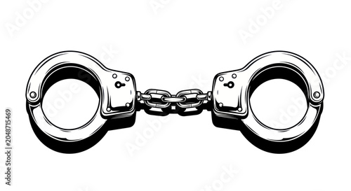 Foto Metal Handcuffs Illustration, Crime, Justice and Law Enforcement Concept