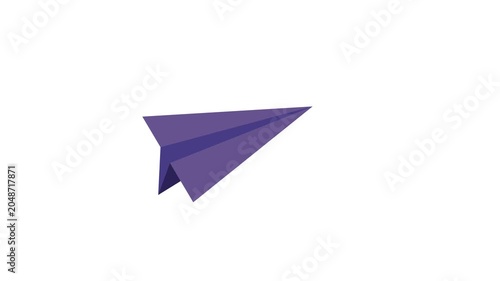 Paper Plane flying, sending message, flying paper plane icon. Animation of paper plane glides smoothly across the air on a white screen
