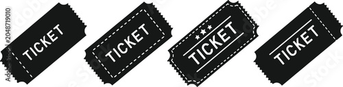 Four black torn ticket stubs with rough edges and grunge texture Vector
