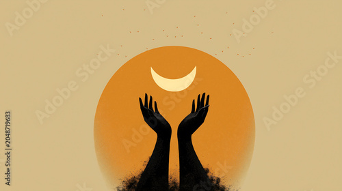 Hands Raised in Prayer at Sunset