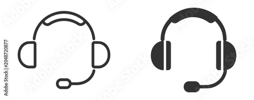 Εκτύπωση καμβά Customer support headset icon collection, communication, hotline and service ass