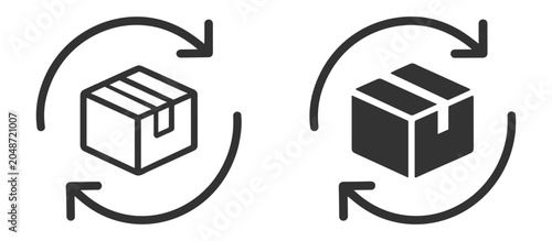 Schilderij op canvas Package return icon collection, delivery, shipping and exchange logistics symbol