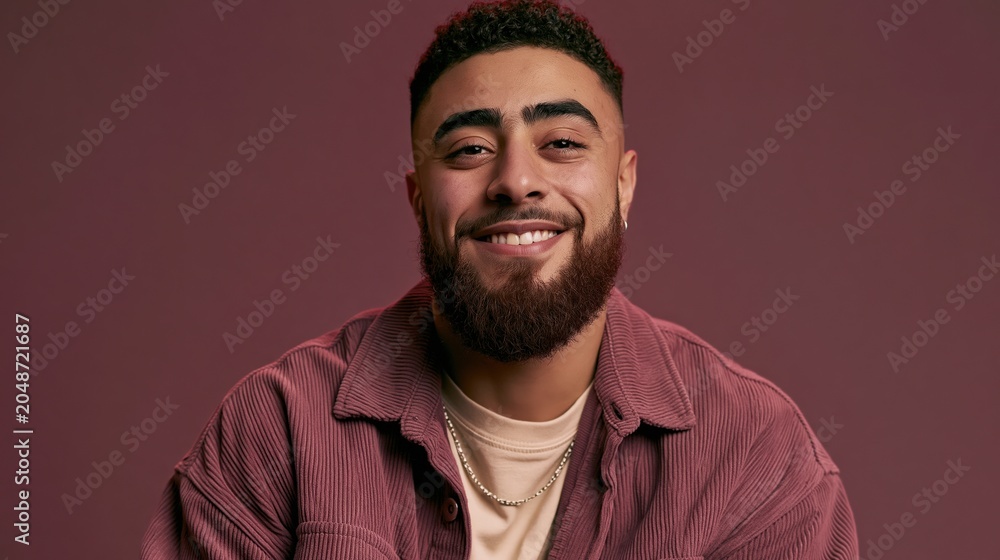 Obraz premium Gen Z Team Lead Young Middle Eastern Man Studio Agency Thoughtful