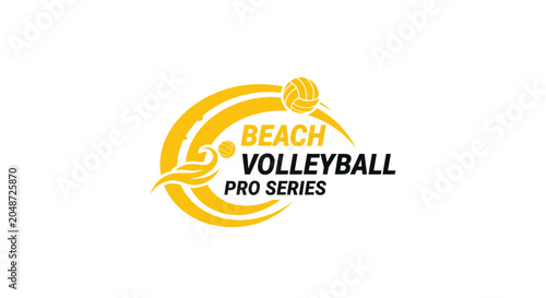 Beach Volleyball Pro Series Logo with Swoosh, Ball, and Bird