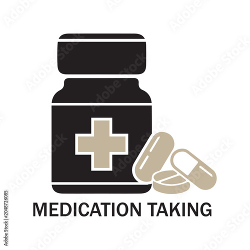 Medication Taking Healthcare Vector Icon