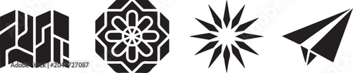 black and white geometric shapes and symbols for design