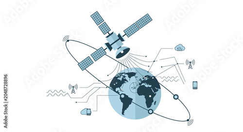 Bild auf Leinwand Satellite in Orbit Around the Earth.