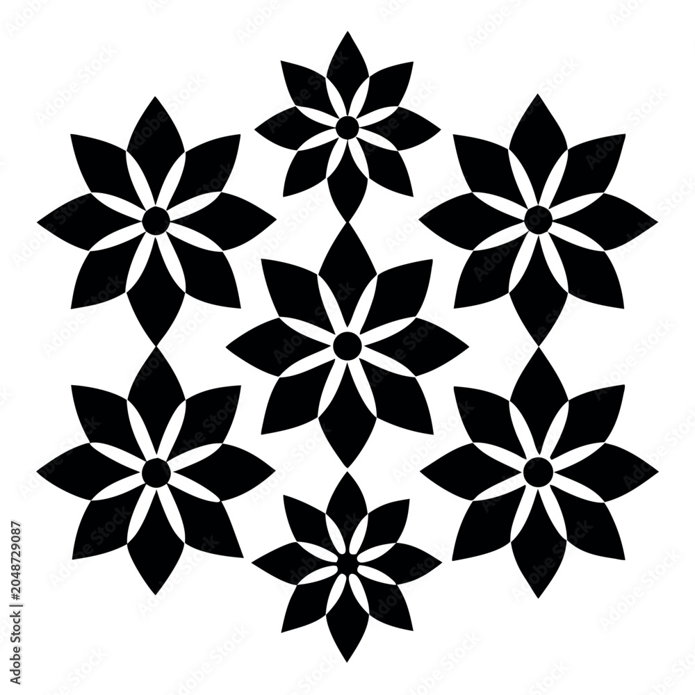 Obraz premium A vector-graphic-featuring-six-stylized-flower 