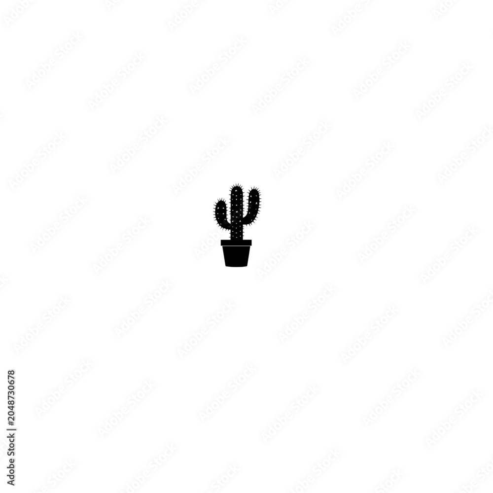 Fototapeta premium Minimal Cactus Plant Icon Desert Botanical Design