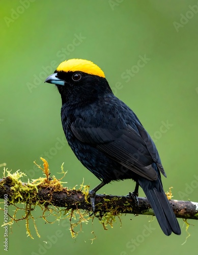 Yellow billed starling perched on grass.