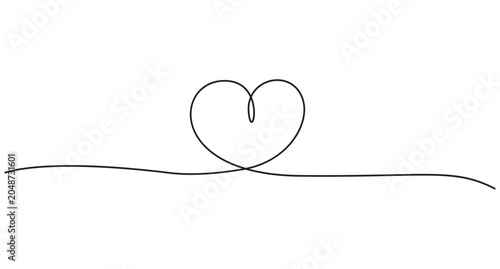 Heart hand drawn. Heart continuous line drawing. Single contour heart for love design, Minimalist single line drawing of a heart shape on a white background,