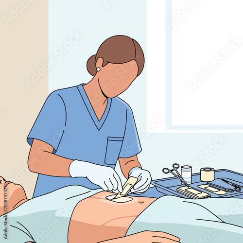 Medical procedure on a person's abdomen