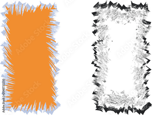 Two torn paper edges with orange and black textures