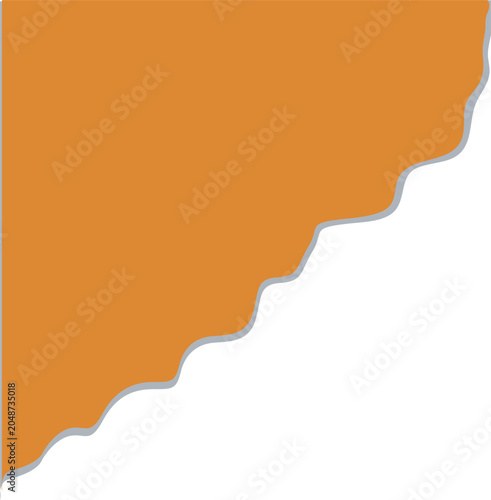 Orange torn paper edge with gray outline on white background