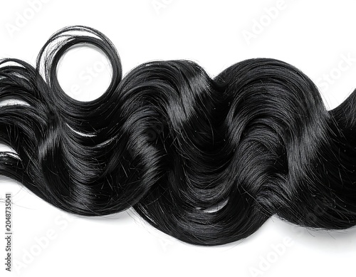 Black curly wool yarn skeins close up.