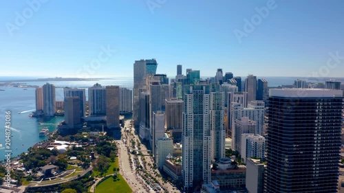 Exploring the Miami skyline from above with views of the waterfront and modern urban architecture
