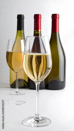 Assorted wine glasses on clear stemware stand.