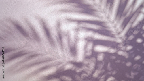 Konstfotografi A soft and subtle background featuring the delicate shadows of palm leaves cast against a light purple surface, creating an elegant and tranquil ambiance