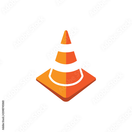Vector minimalist design illustration of orange line traffic cones