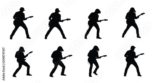 Konstfotografi Set silhouette collection of guitar player poses