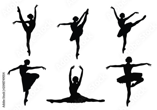 Bild auf Leinwand Set silhouette collection of ballet dancer poses