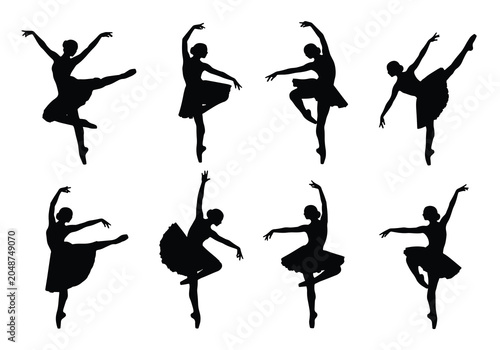 Foto Set silhouette collection of ballet dancer poses