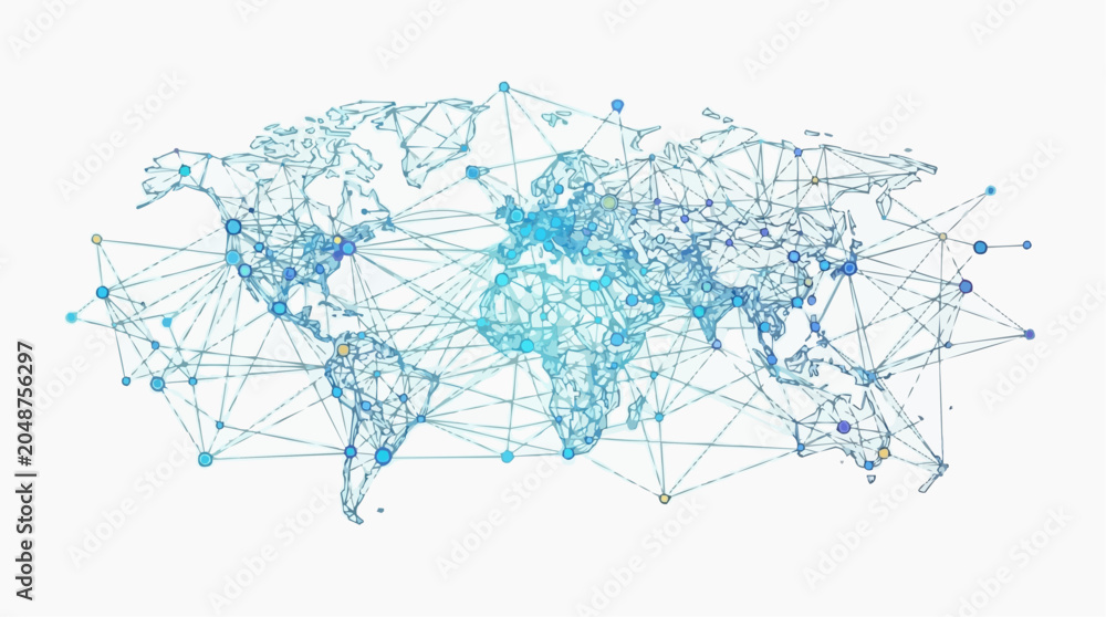 Fototapeta premium A global network map representing interconnectedness and technology