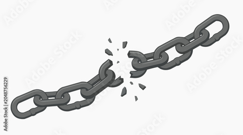 A broken metal chain symbolizing freedom and release