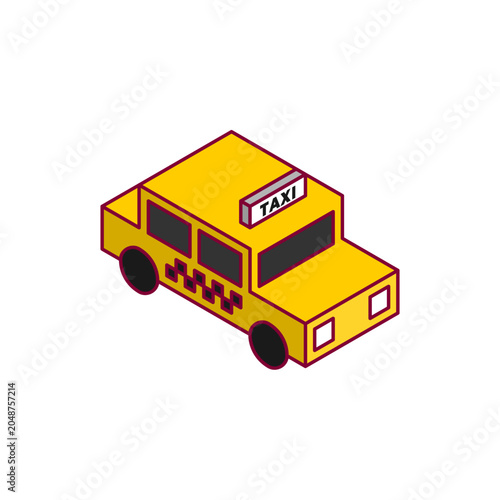 Isometric Taxi Vector Icon Illustration.
