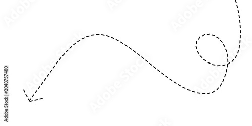 Foto Dashed line arrow indicating a path or direction with a subtle flourish, suggest