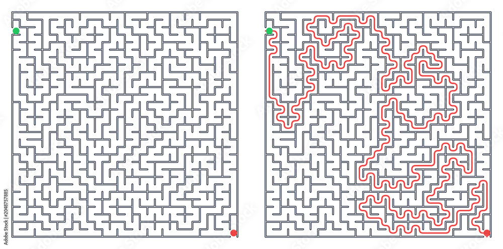 Fototapeta premium Children's maze puzzle with start and finish brain training