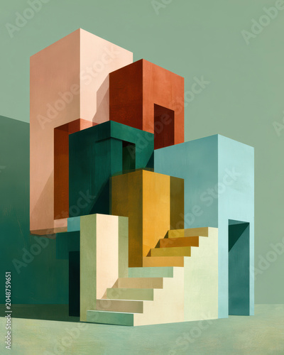 Colorful Geometric Building In Sunlight