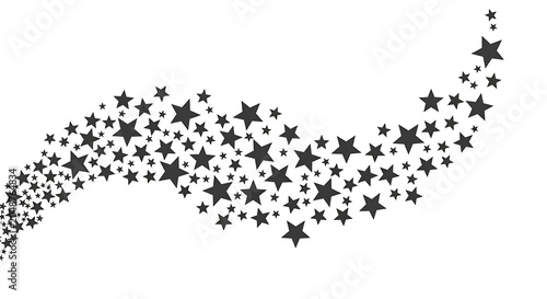 Flowing wave of decorative black stars background with abstract, background
