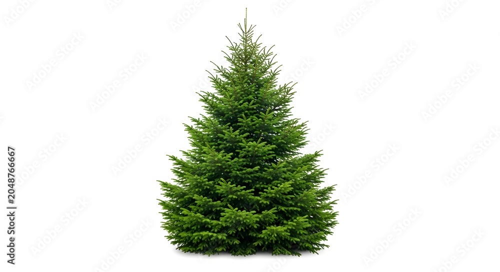 Fototapeta premium Green christmas tree isolated on a white background without any decorations.