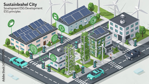Sustainable Urban Development with Solar-Powered Buildings and Green Infrastructure