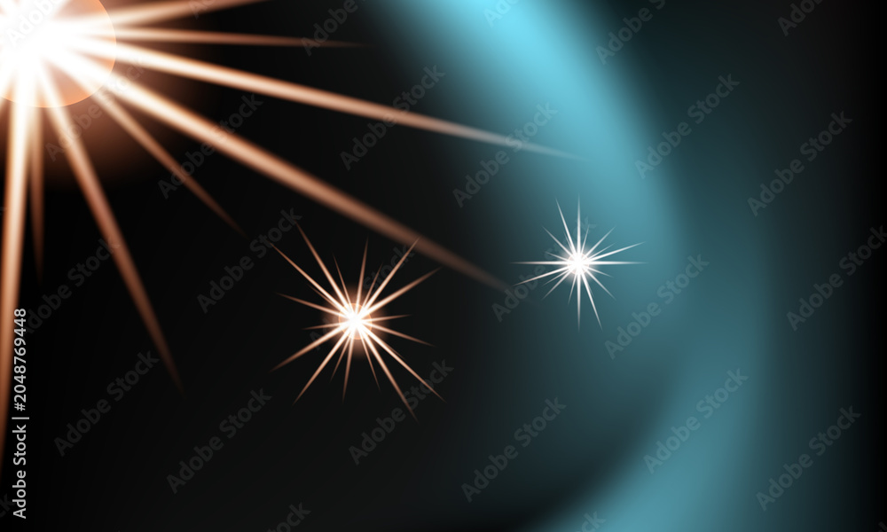 Fototapeta premium Bright Starburst Light Effect on Dark Background with Blue Gradient